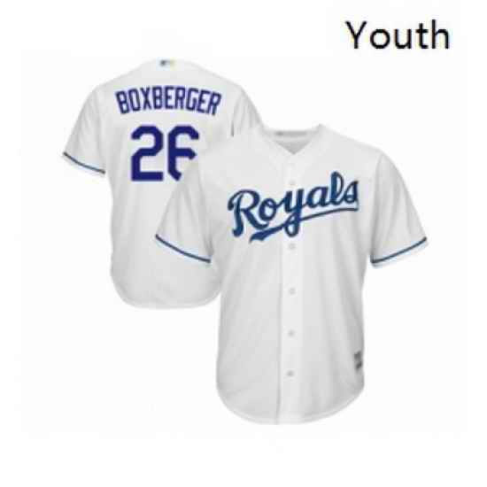 Youth Kansas City Royals 26 Brad Boxberger Replica White Home Cool Base Baseball Jersey
